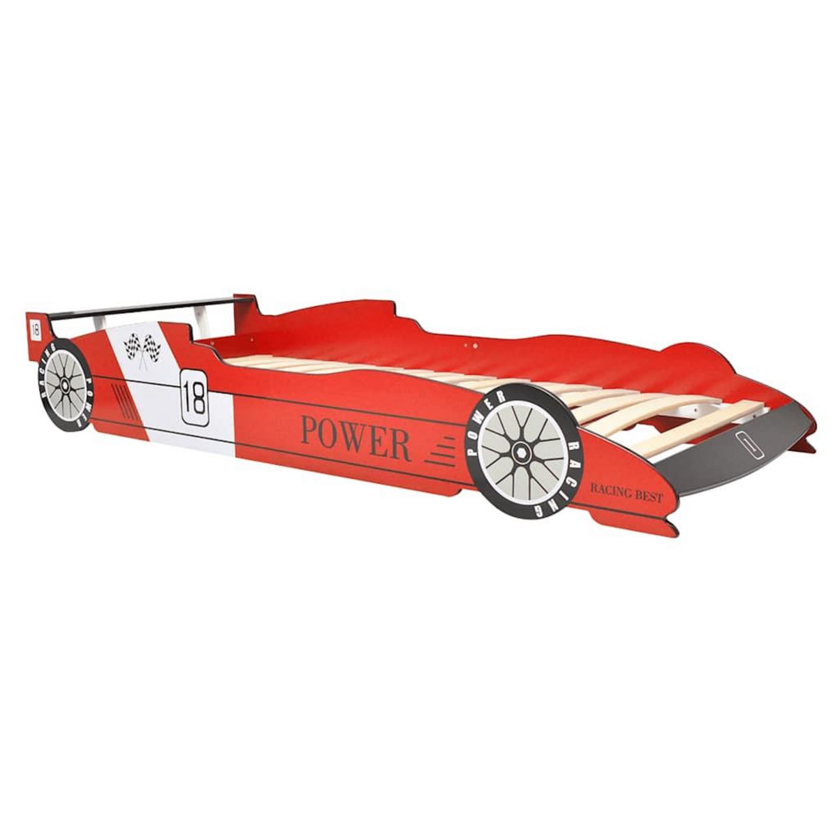 VIDAXL Lit voiture de course pour enfants avec LED 90 x 200 cm Rouge