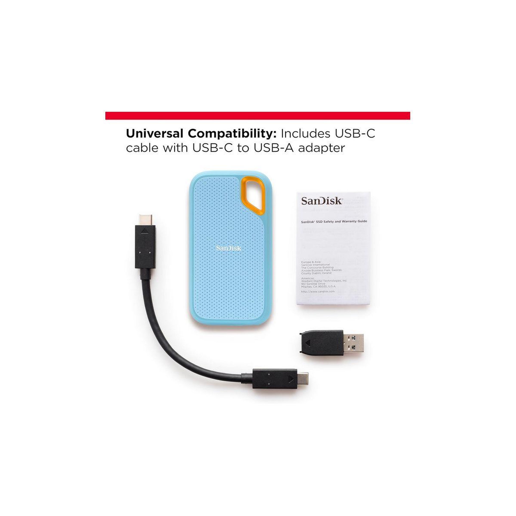 Voir la diapositive 2 : SANDISK Disque dur SSD portable Extreme 2To bleu