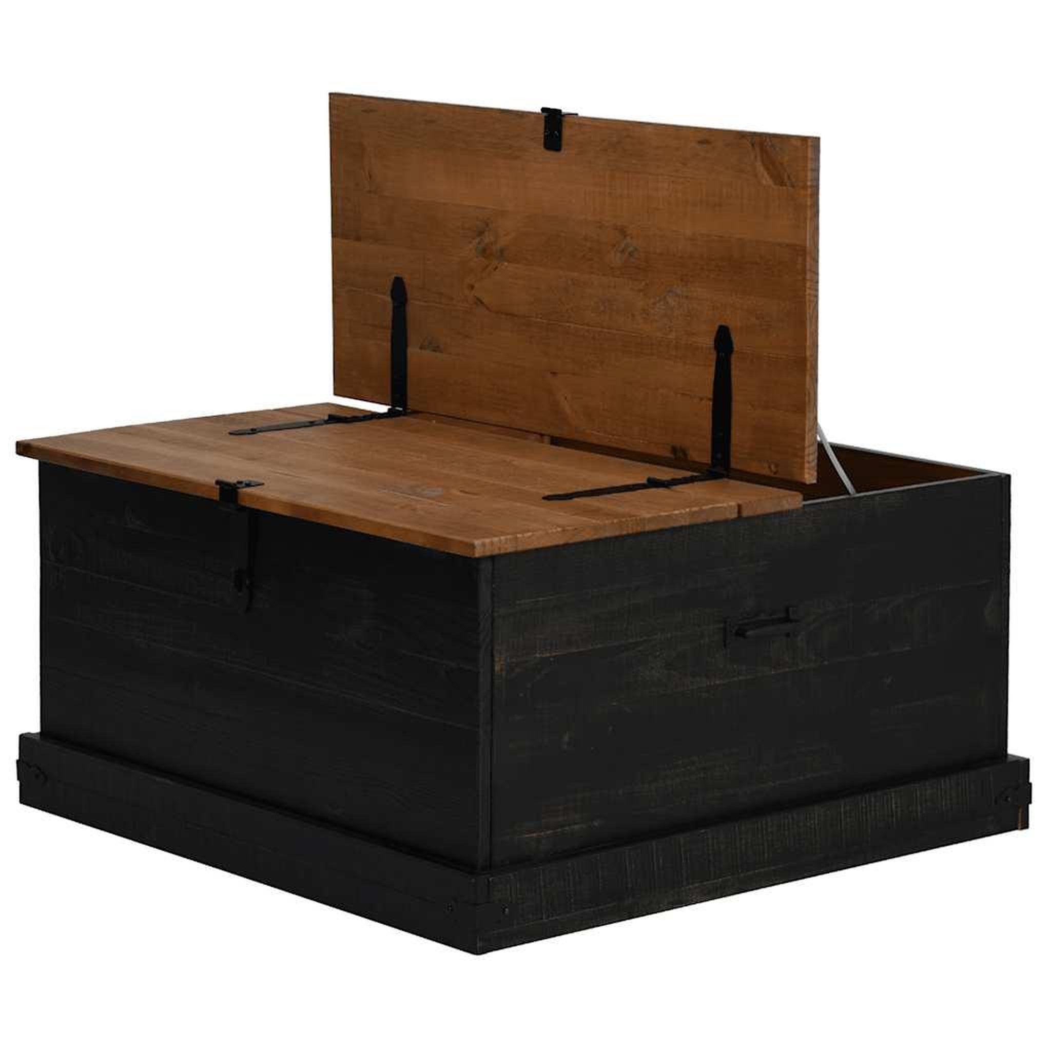 Voir la diapositive 5 : VIDAXL Coffre de rangement HALDEN noir 91x91x47 cm bois massif pin