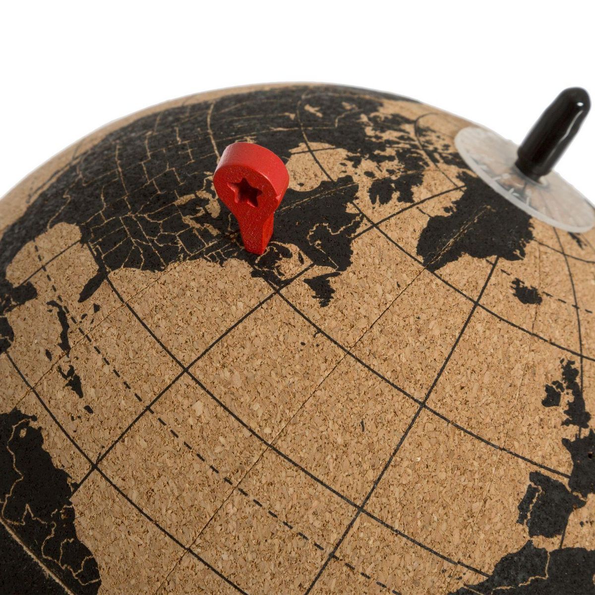 ATMOSPHERA Globe Terrestre en liège à poser modèle Collect - Noir et beige - Diam. 15 cm