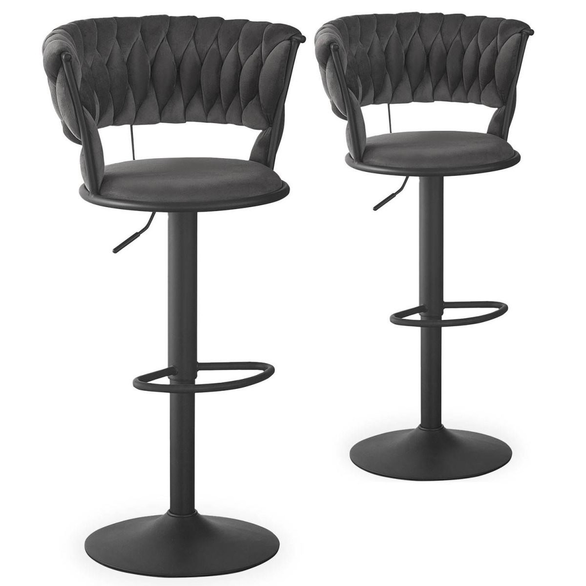 Voir la diapositive 2 : Paris Prix Lot de 2 chaises de bar en velours  odyssée  87-109cm gris