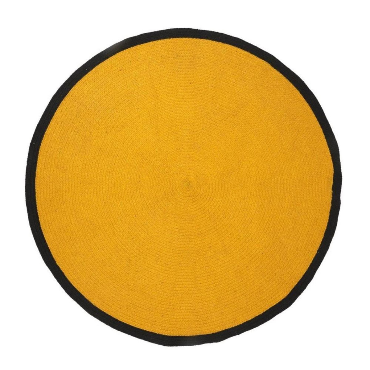 The Home Deco Factory Tapis rond moutarde bord noir D120 coton