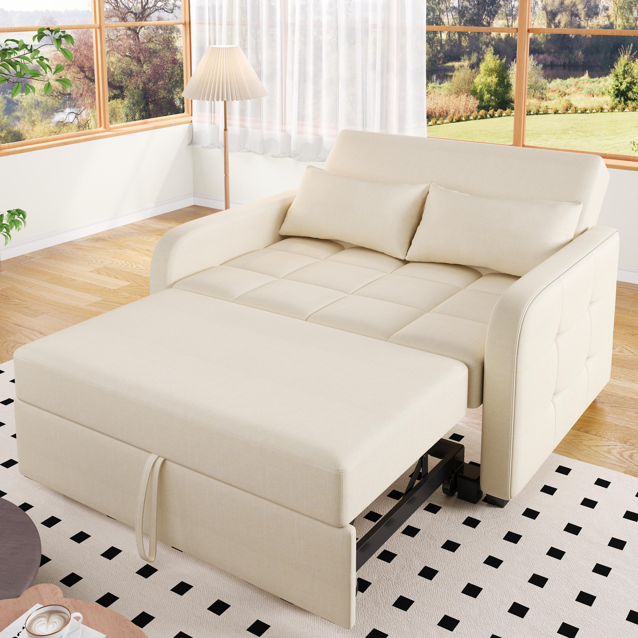 Voir la diapositive 2 : MERAX Canapé droit convertible 2 places tissu