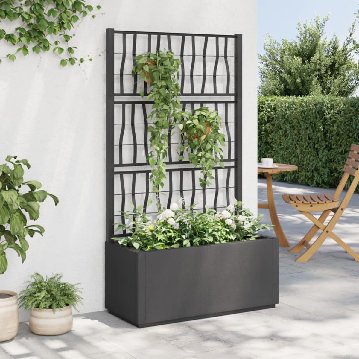 VIDAXL Jardiniere avec treillis gris fonce 80x36x140 cm PP