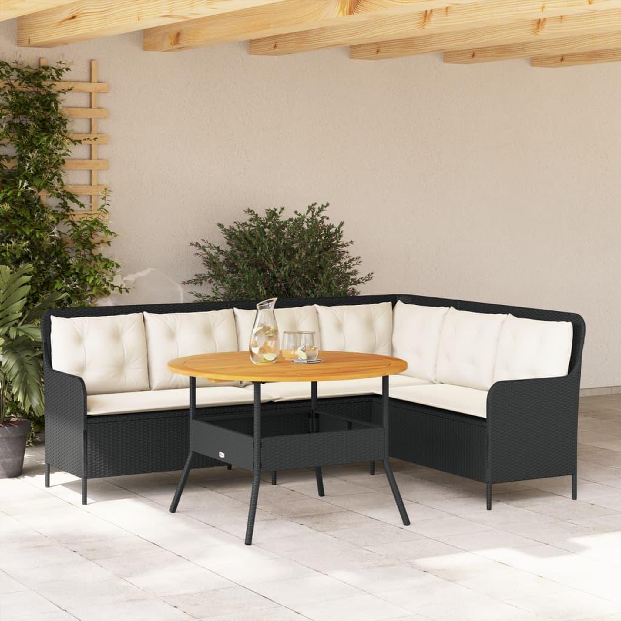 VIDAXL Canapes de jardin 2 pcs avec coussins Noir Resine tressee