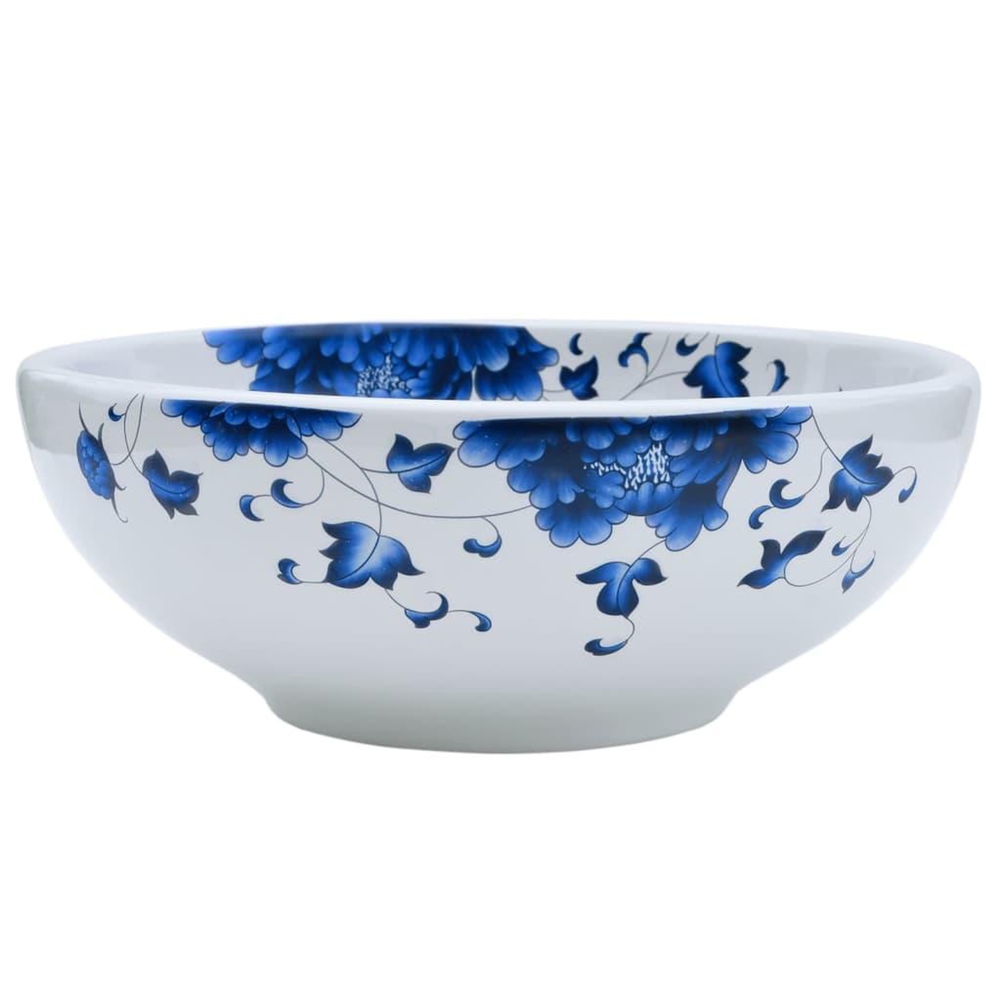 Voir la diapositive 2 : VIDAXL Vasque a poser blanc et bleu rond Φ41x14 cm ceramique