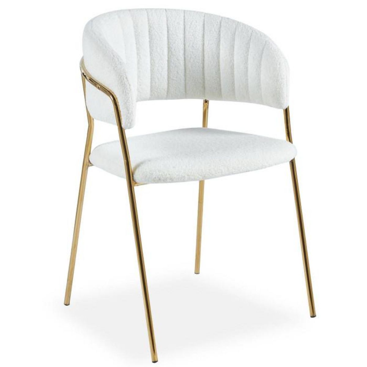 Paris Prix Lot de 4 Chaises en Bouclette  Batora  79cm Crème & Or