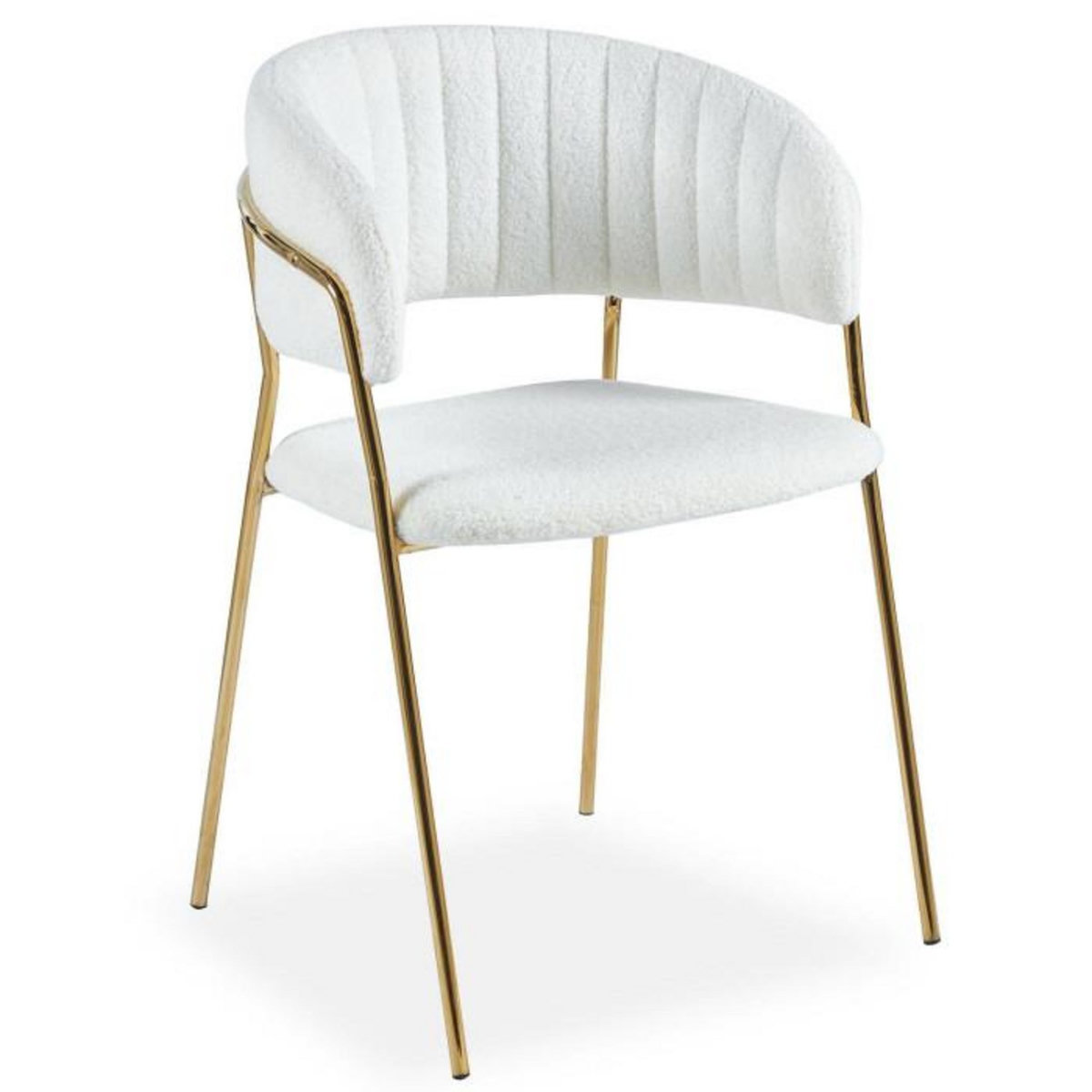 Paris Prix Lot de 4 Chaises en Bouclette  Batora  79cm Crème & Or