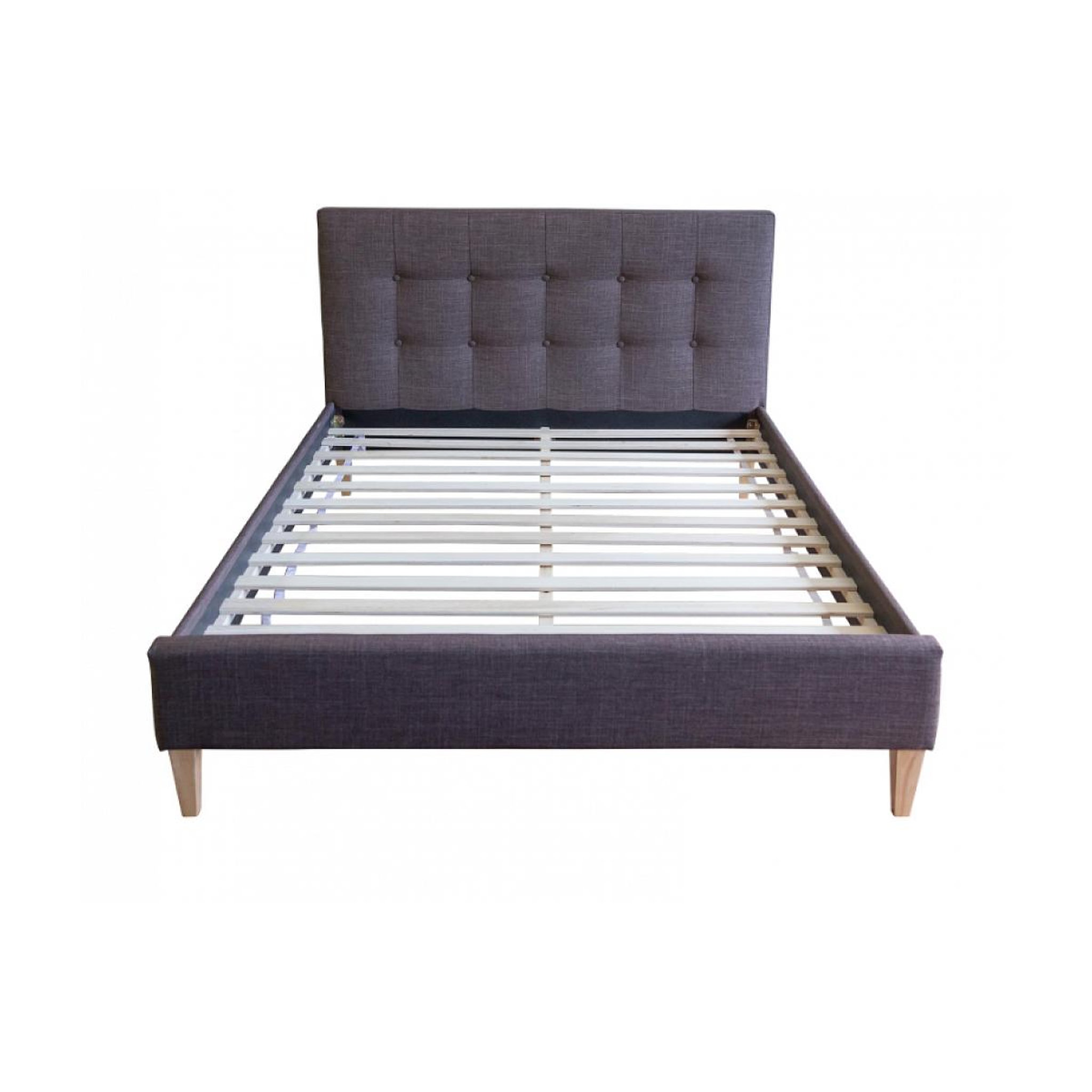 Voir la diapositive 2 : HomeStyle4U Lit double rembourré en tissu marron 180 x 200 cm pour un confort optimal