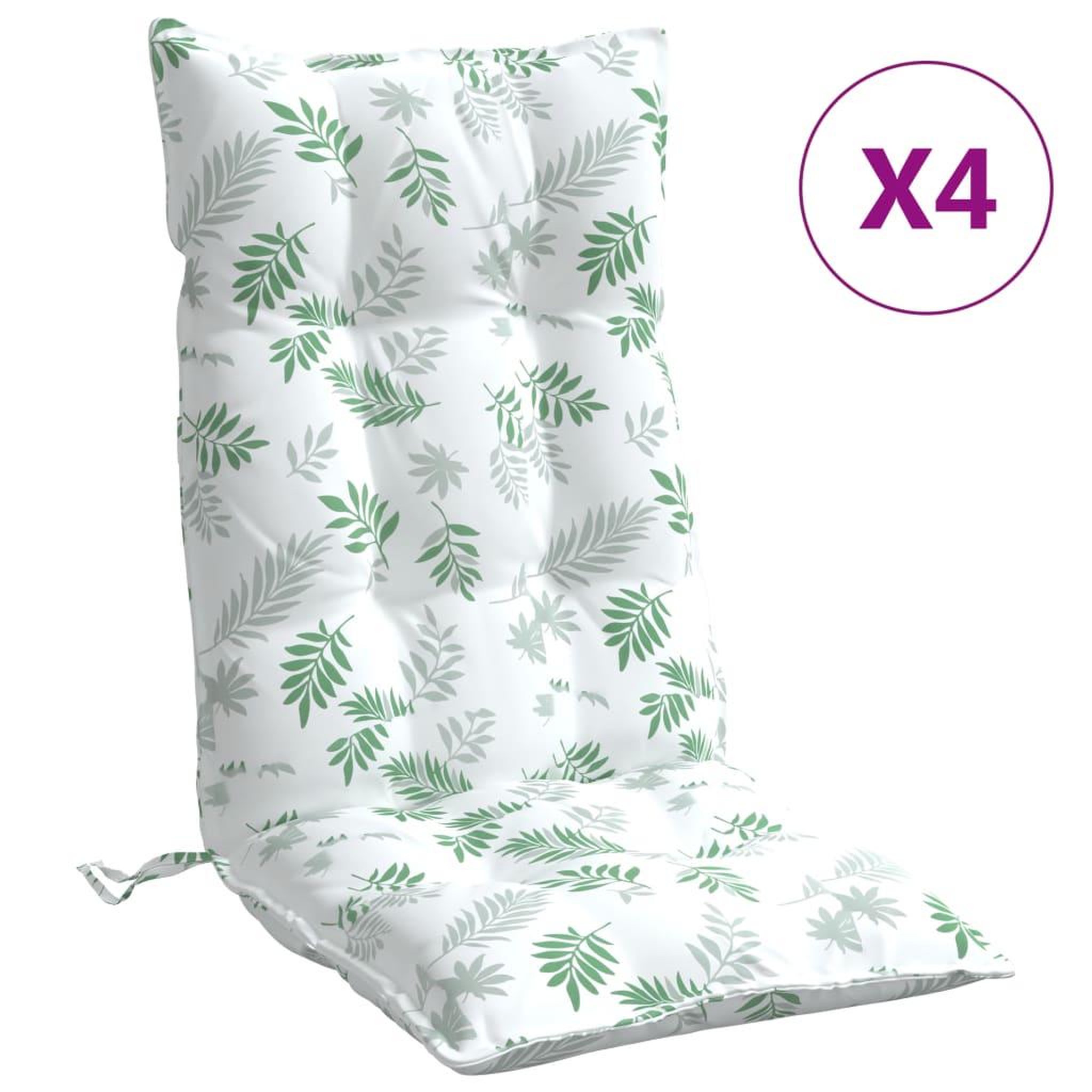 Voir la diapositive 2 : VIDAXL Coussins de chaise a dossier haut lot de 4 modele de feuille