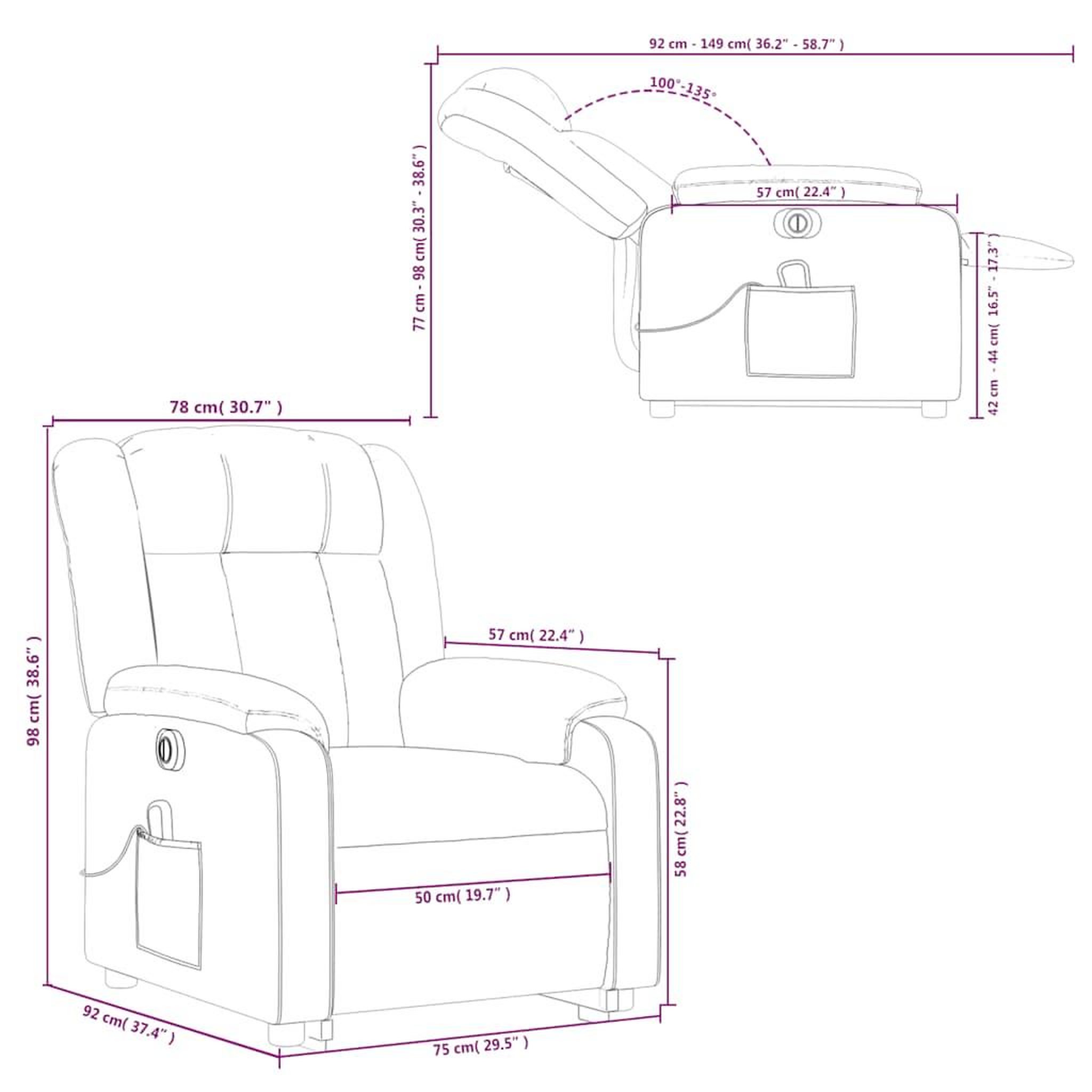 Voir la diapositive 6 : VIDAXL Fauteuil inclinable de massage electrique Rouge bordeaux Tissu