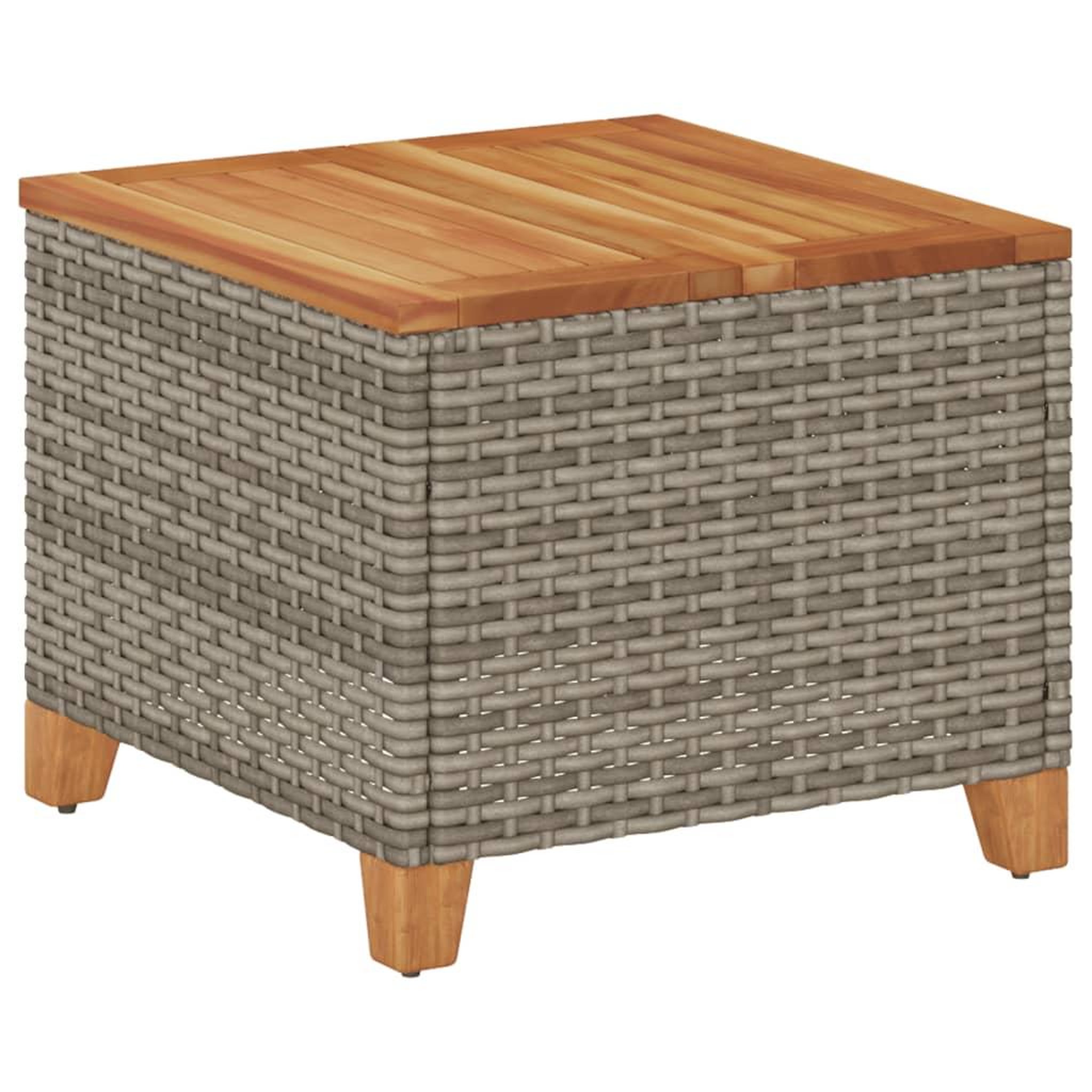 Voir la diapositive 2 : VIDAXL Table de jardin gris 45x45x37 cm resine tressee et bois acacia