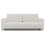 BEST MOBILIER Maddie - canapé droit 3 places convertible avec coffre en tissu bouclette. Coloris disponibles : Blanc