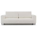 BEST MOBILIER Maddie - canapé droit 3 places convertible avec coffre en tissu bouclette. Coloris disponibles : Blanc