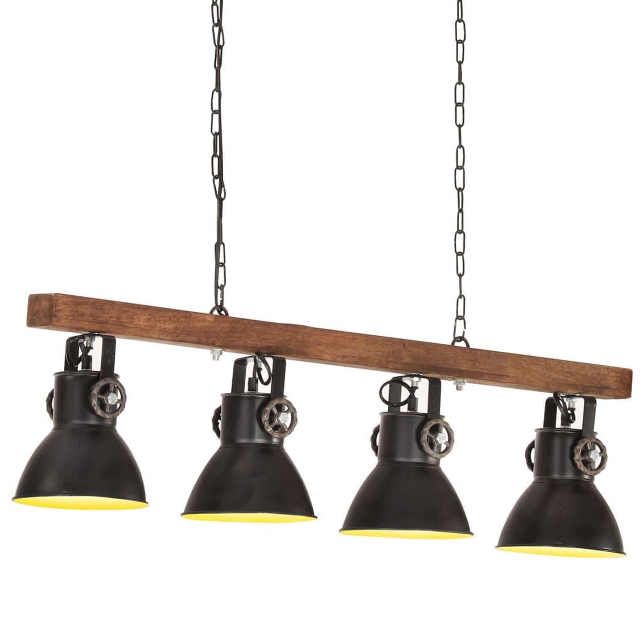 Voir la diapositive 1 : VIDAXL Plafonnier industriel Noir E27 Bois de manguier