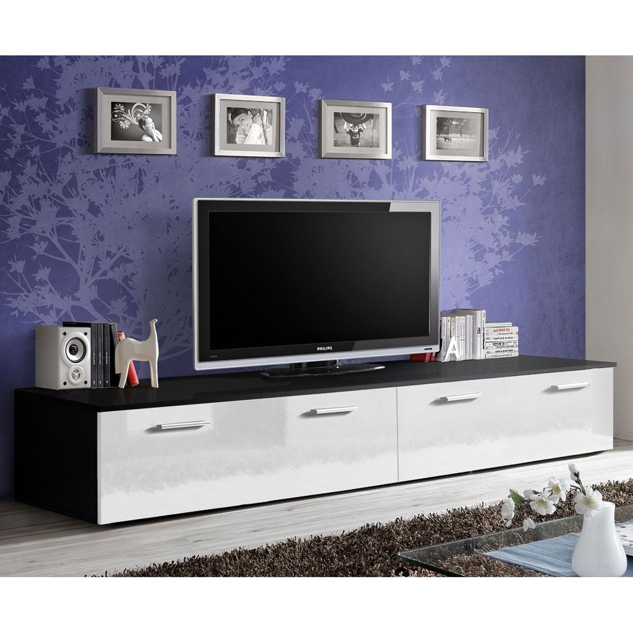 Paris Prix Meuble tv design  duo  200cm blanc & noir