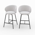Rendez vous déco Lot de 2 chaises pour îlot central en tissu gris clair 68 cm - Cécilia. Coloris disponibles : Gris