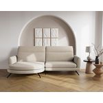 LISA DESIGN Terry - canapé d'angle gauche 4 places avec têtières réglables en tissu texturé. Coloris disponibles : Vert, Bleu, Gris, Orange, Beige