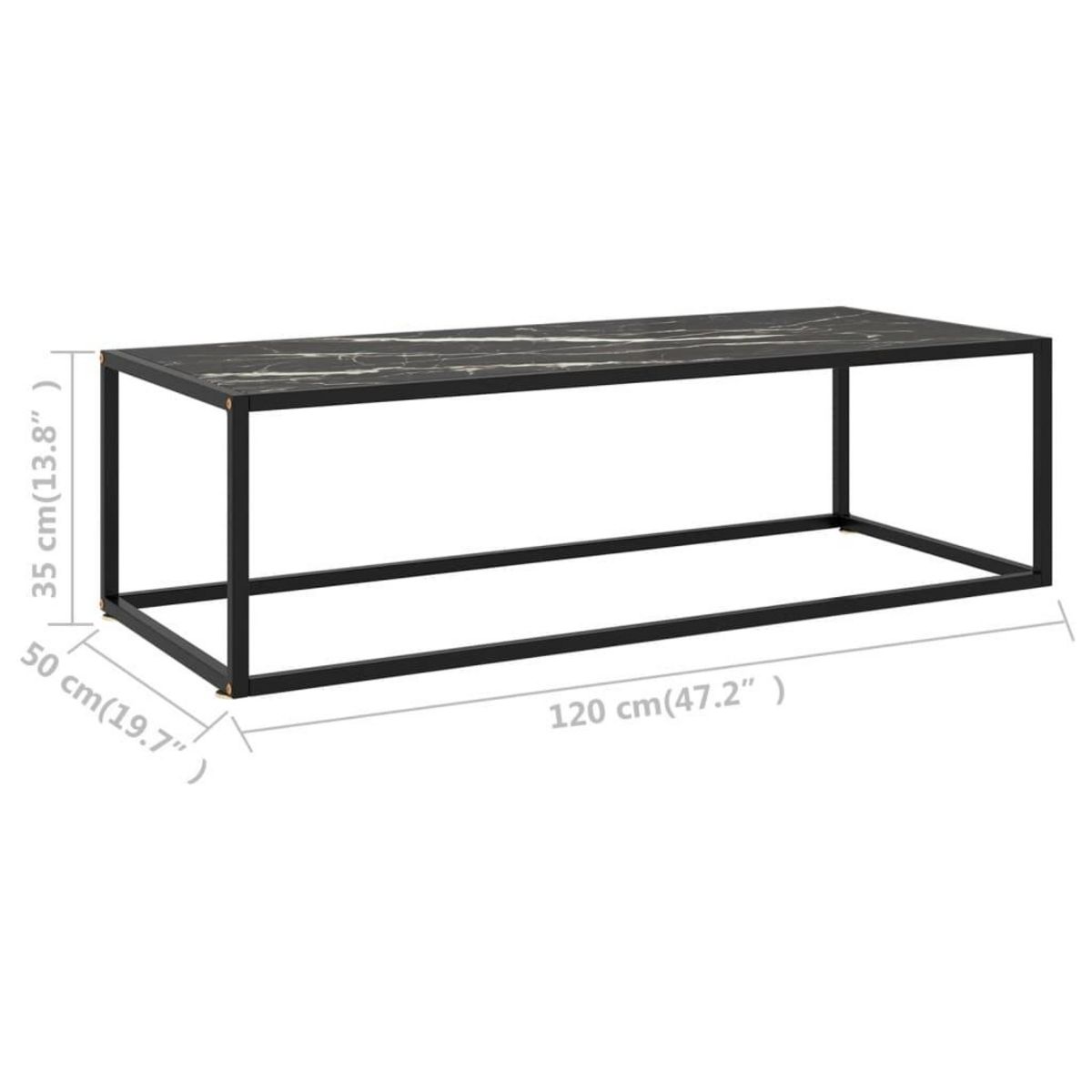 VIDAXL Table basse Noir avec verre marbre noir 120x50x35 cm