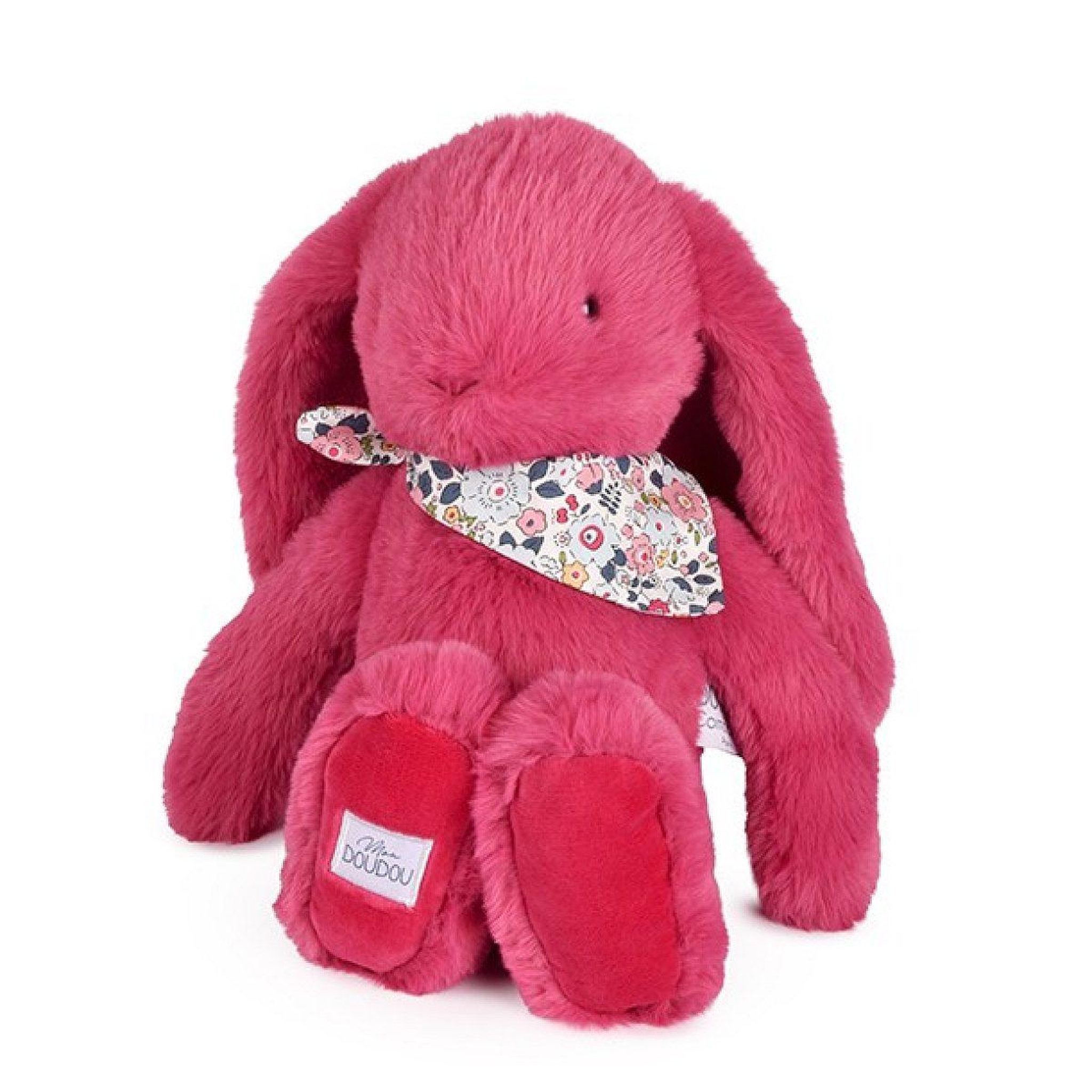 DOUDOU ET COMPAGNIE Peluche lapin fuchsia - 35cm - lapin fleurette