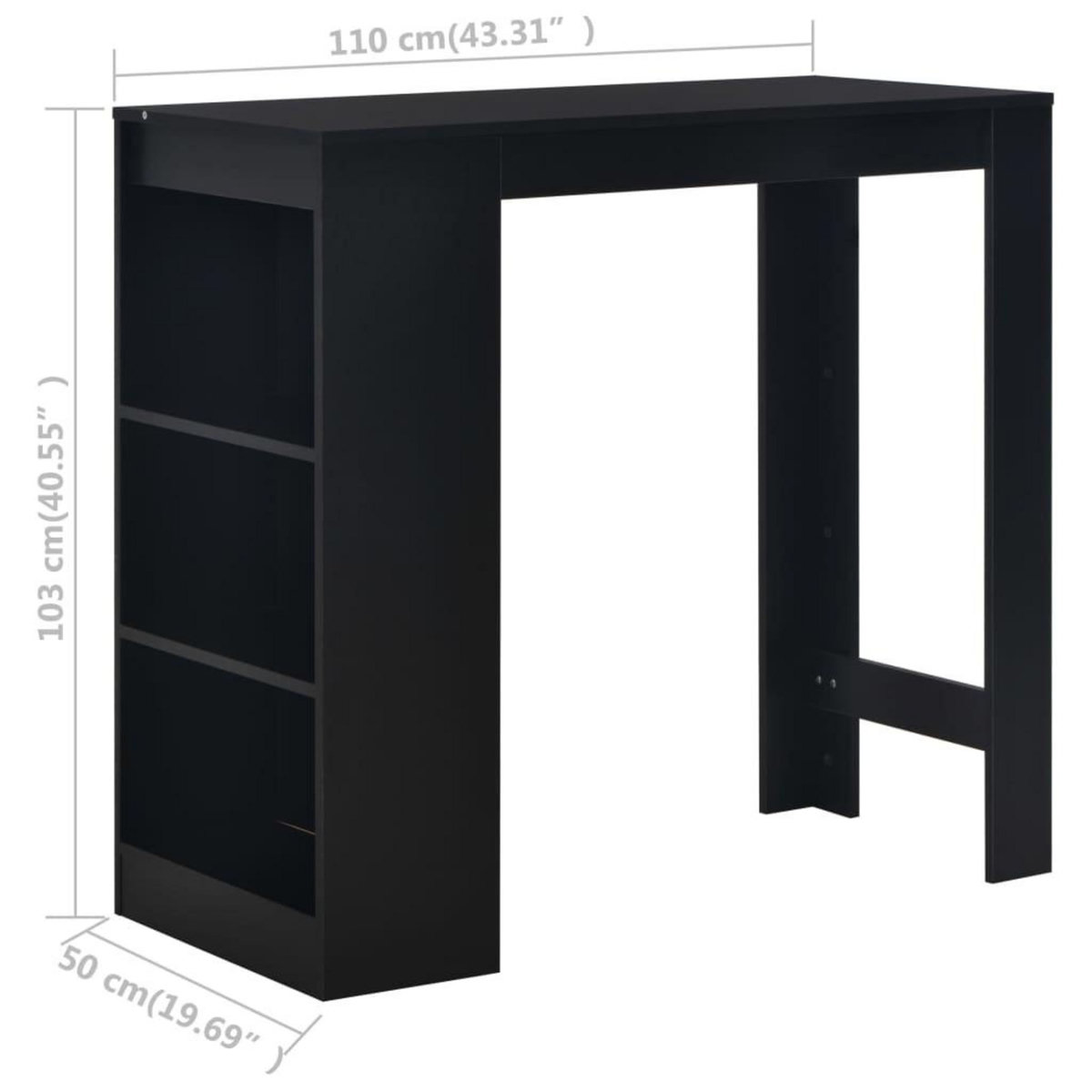 VIDAXL Table de bar avec etagere Noir 110x50x103 cm