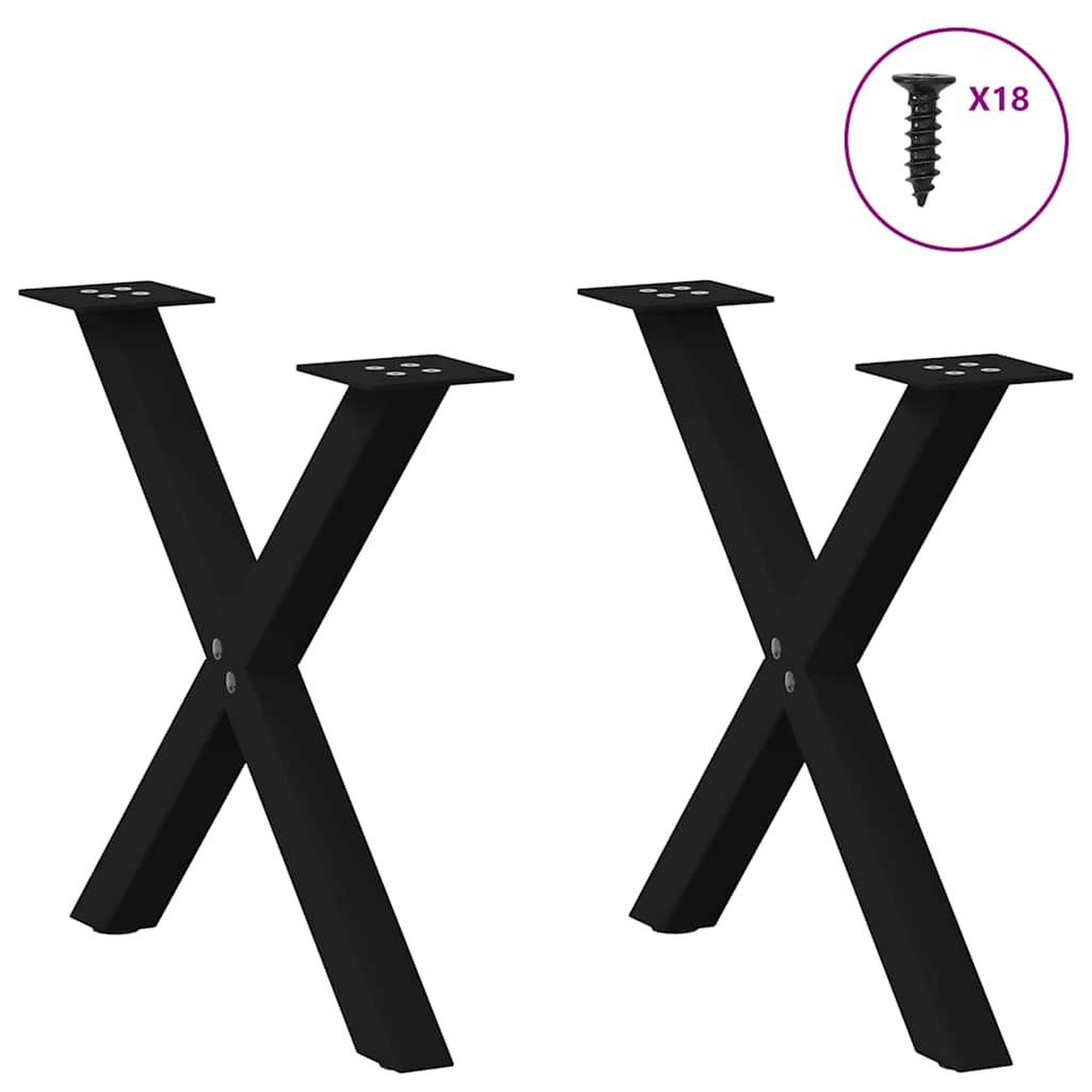 Voir la diapositive 3 : VIDAXL Pieds de table basse forme de X 2 pcs noir 38x(42-43) cm acier