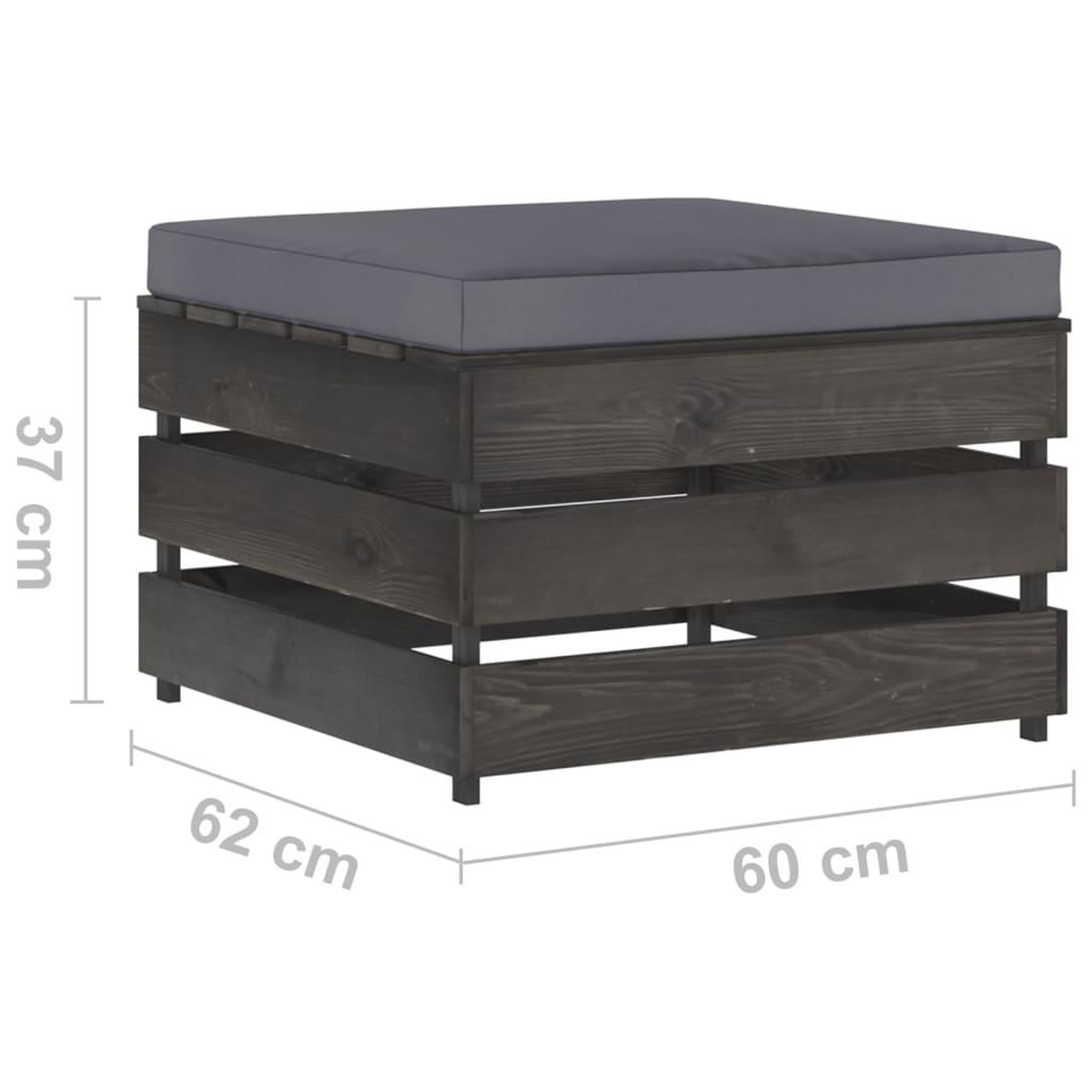 Voir la diapositive 6 : VIDAXL Pouf sectionnel avec coussin Bois impregne de gris