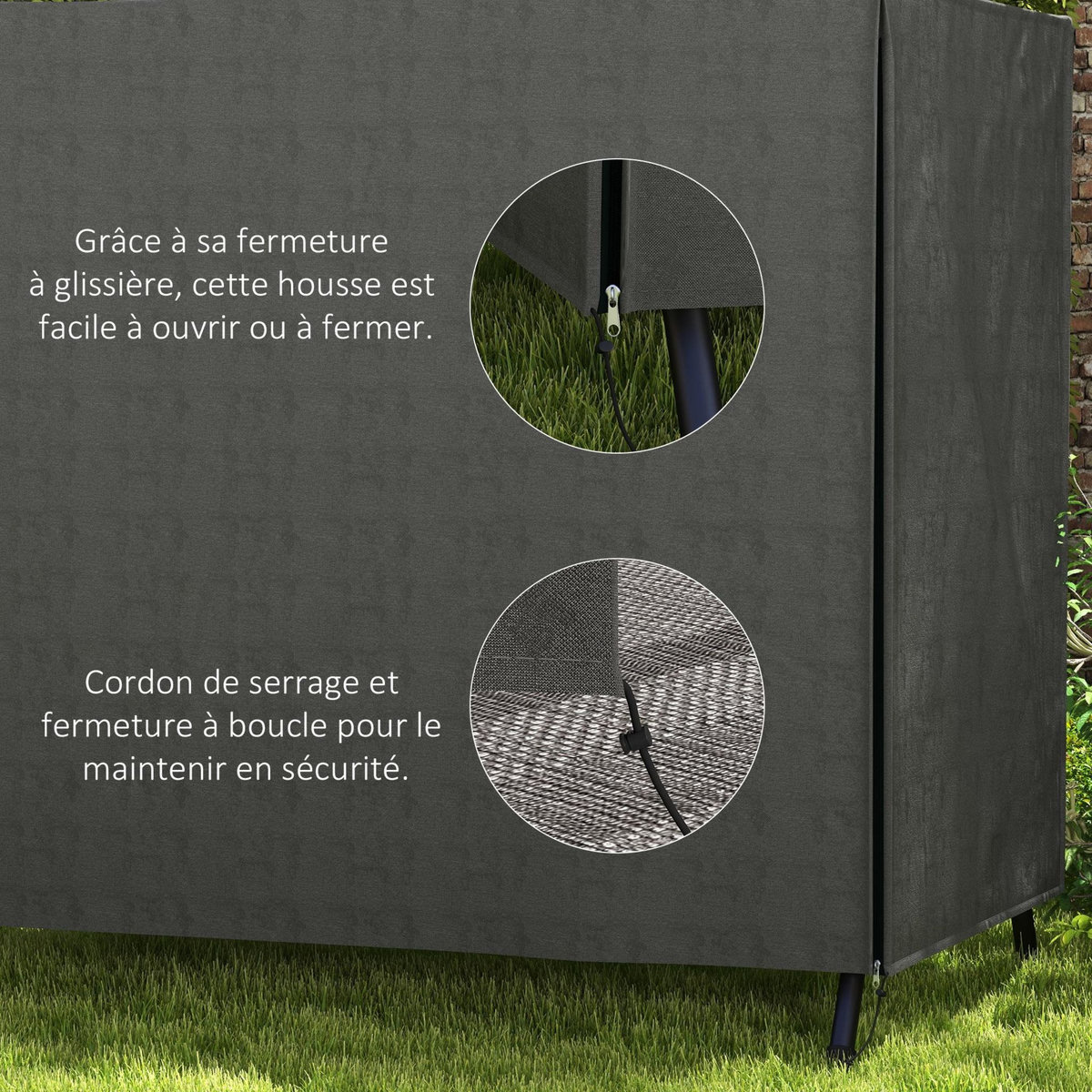 OUTSUNNY Housse de protection balancelle de jardin zippée 177 x 114 x 152 cm oxford haute densité gris