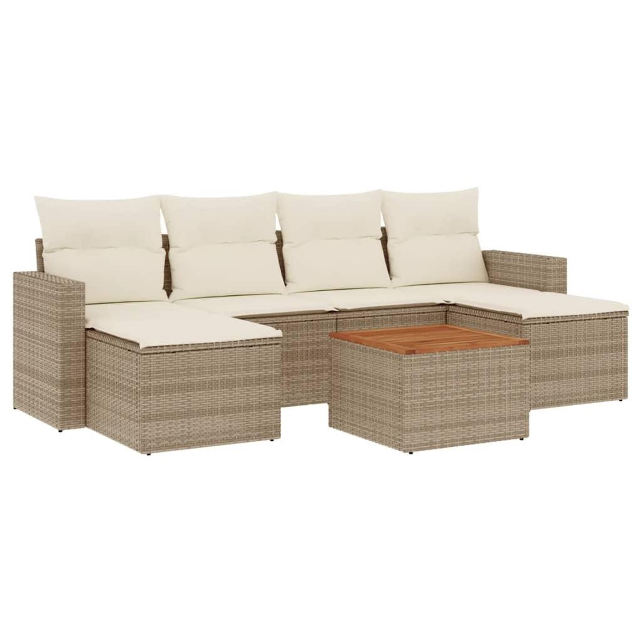 Voir la diapositive 2 : VIDAXL Salon de jardin avec coussins 7 pcs beige resine tressee