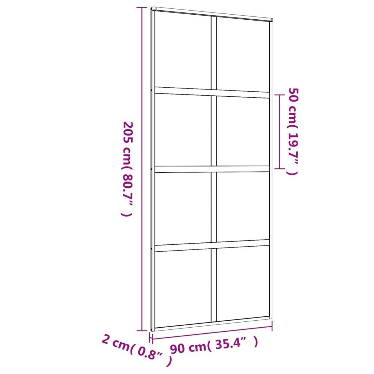 VIDAXL Porte coulissante dore 90x205 cm verre ESG depoli et aluminium