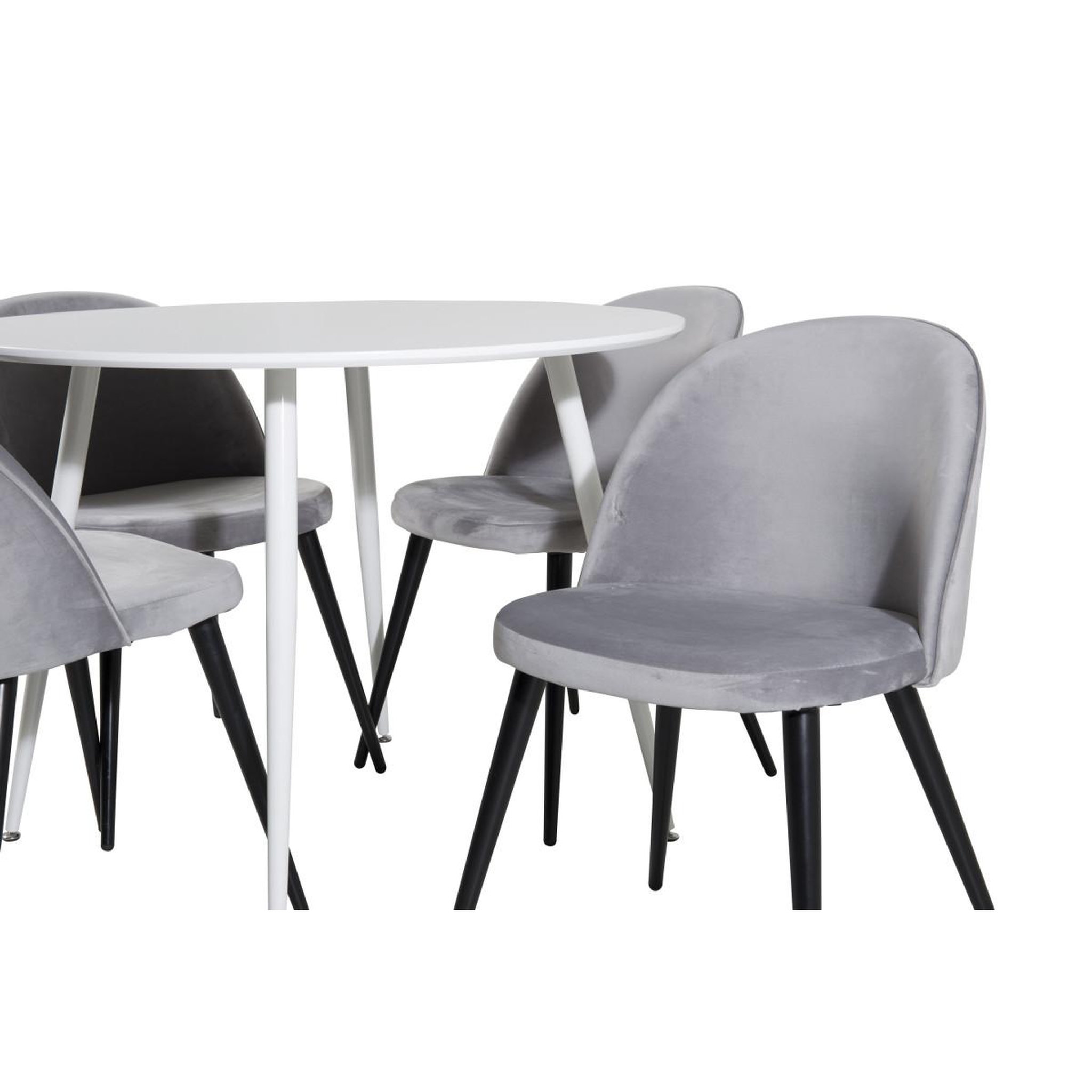 Voir la diapositive 2 : Paris Prix Ensemble table à manger & 4 chaises  plaza i & velvet  100cm blanc & gris