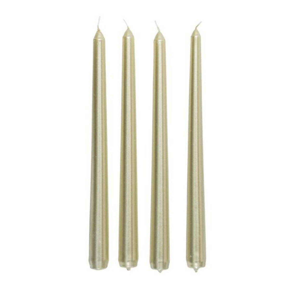 ATMOSPHERA Lot de 4 Bougies Bâton  Satin  25cm Or