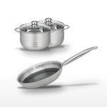 ELO Lot Poêle 24 cm & 2 Faitouts 20/24 cm Elo Relief Solution