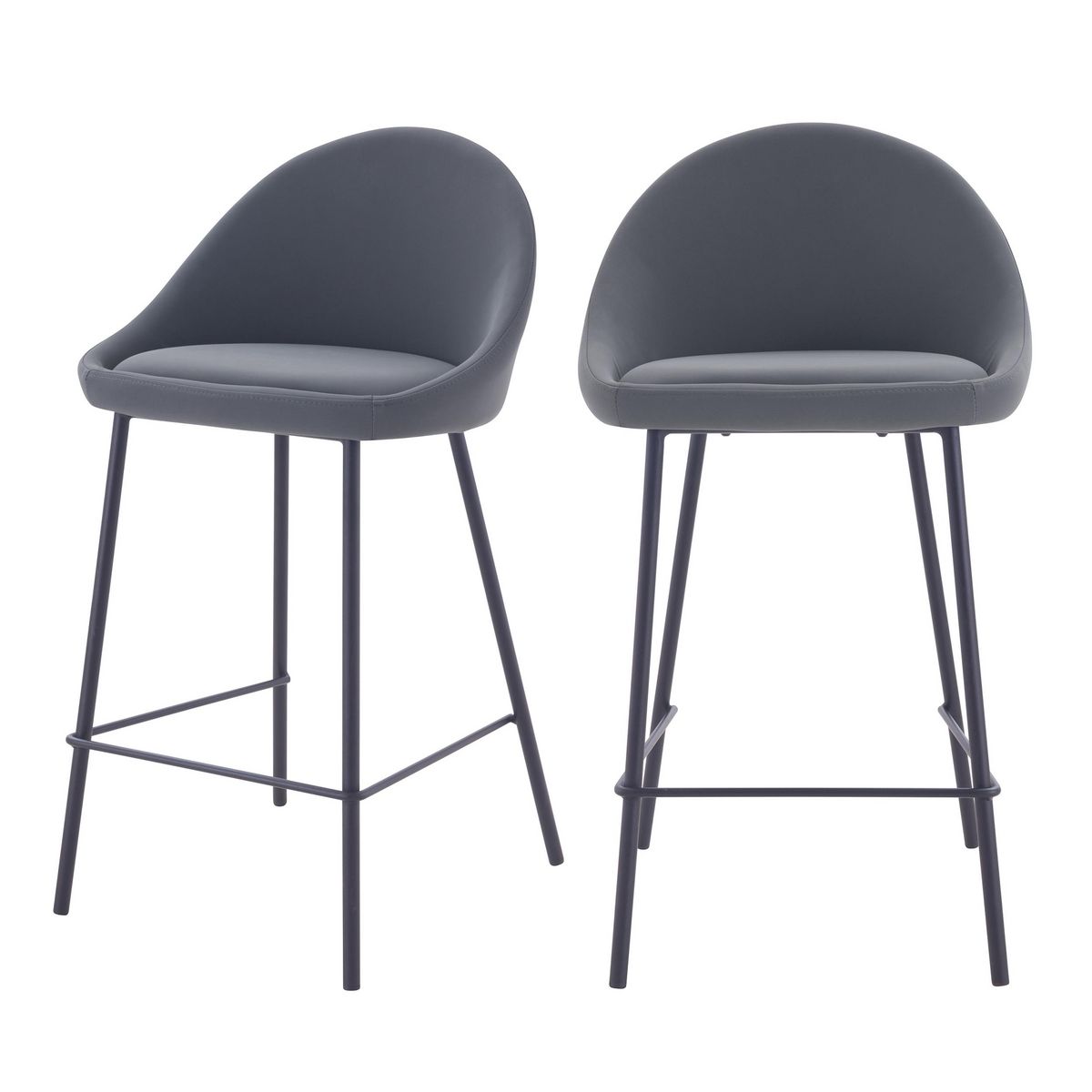 Rendez vous déco Lot de 2 chaises pour îlot central 65 cm en cuir synthétique cannelle - Misty