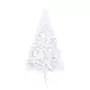 VIDAXL Demi-arbre de Noël artificiel pre-eclaire et boules blanc 210cm