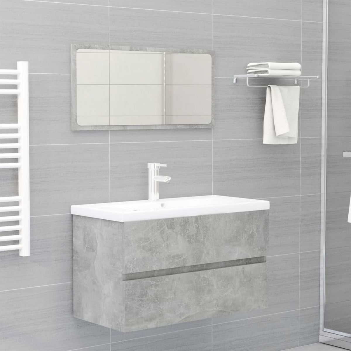 VIDAXL Meubles de salle de bain gris beton bois d'ingenierie