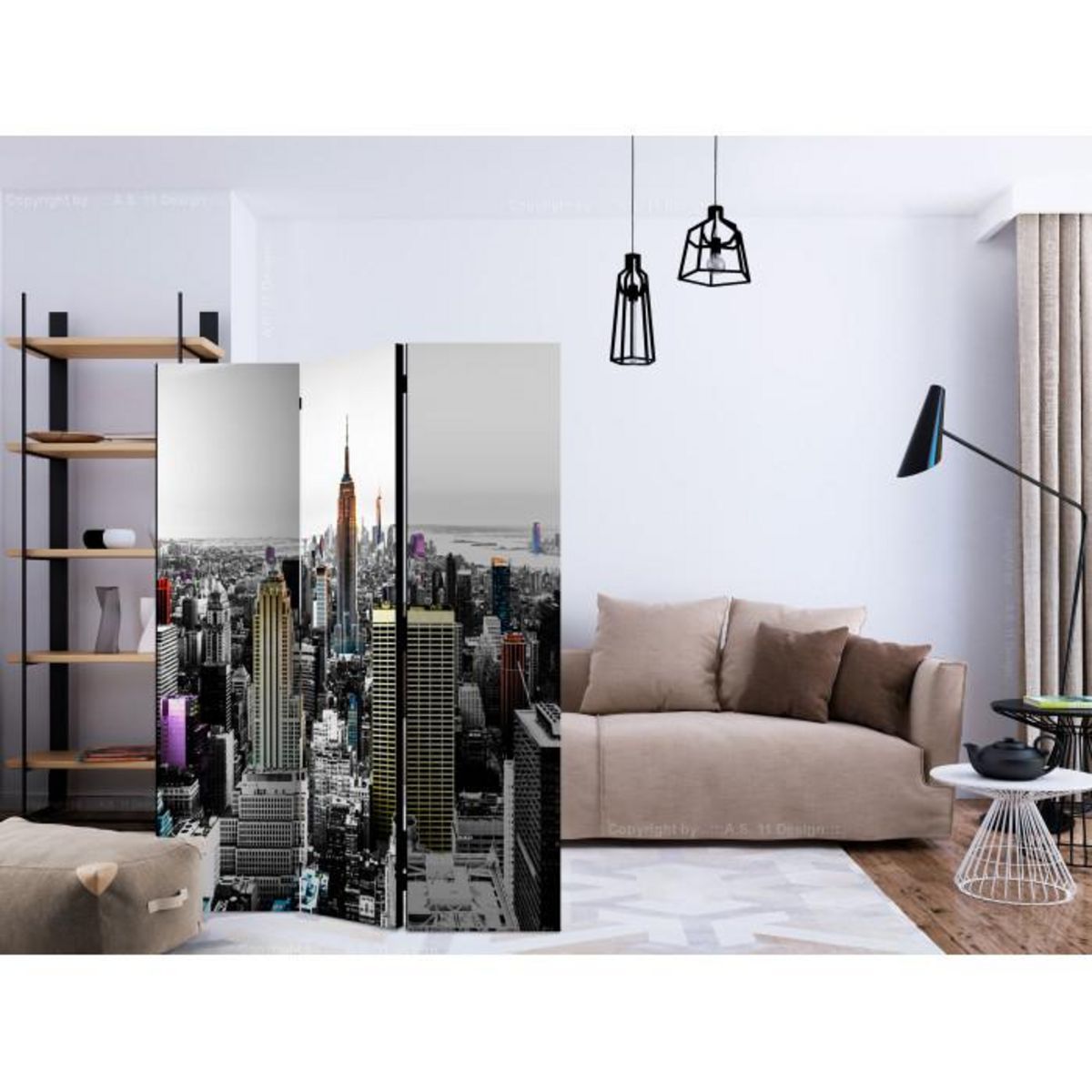 Paris Prix Paravent 3 Volets  Iridescent Skyscrapers  135x172cm