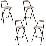 TOILINUX Lot de 4 Chaises de bar pliante Louna - H. 97,5 cm. Coloris disponibles : Beige, Noir