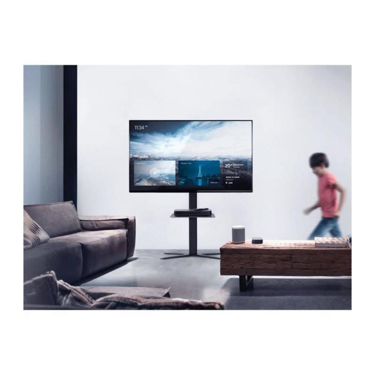 One For All ONE FOR ALL - Pied TV 32-70 avec etagere Gamme Solid - Inclinable 15? + Orientable 90? - Compatible pour ecrans 32-70/81-178cm