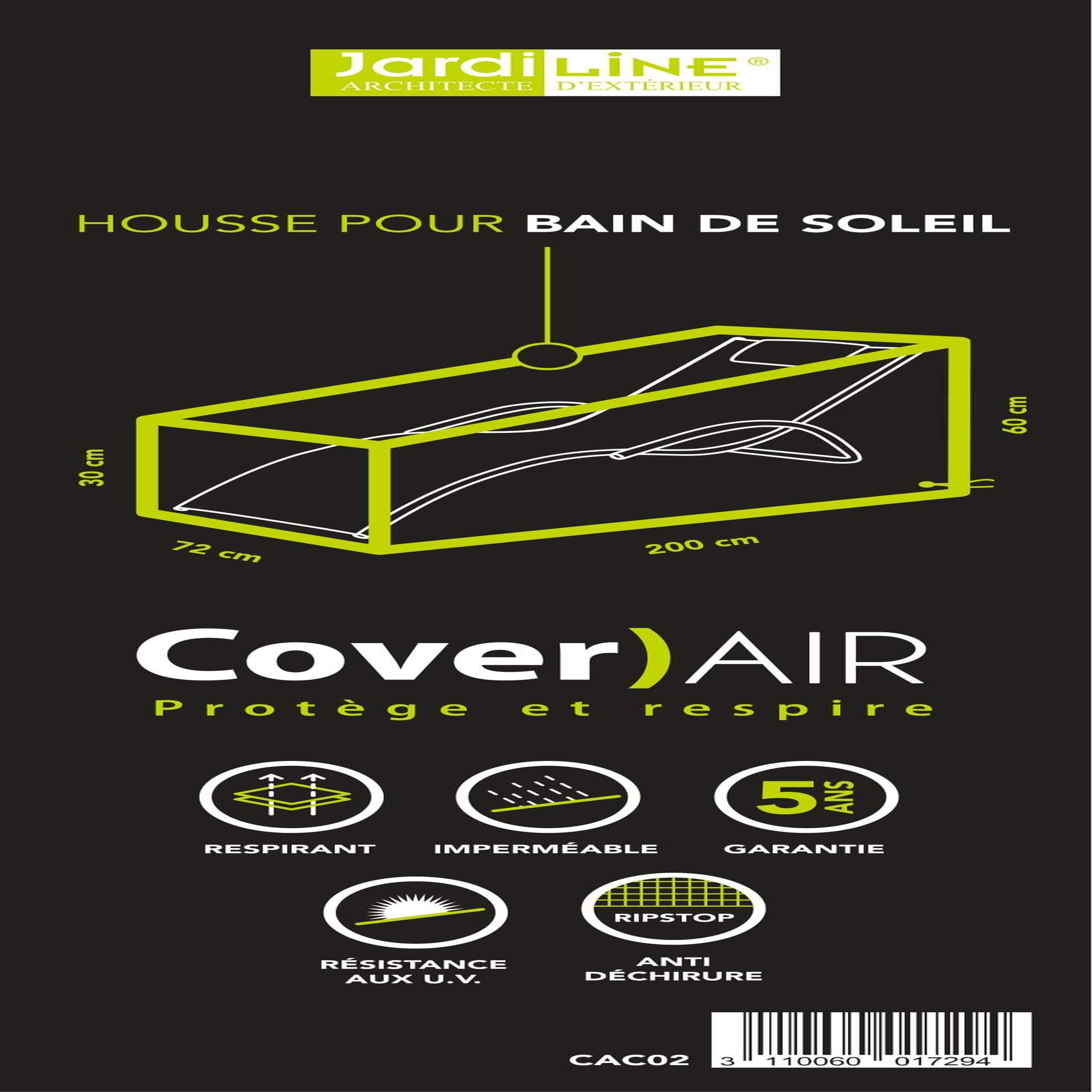 Voir la diapositive 3 : Jardiline Housse BAIN DE SOLEIL - 200 x 75 x 60/30 cm - Cover Air