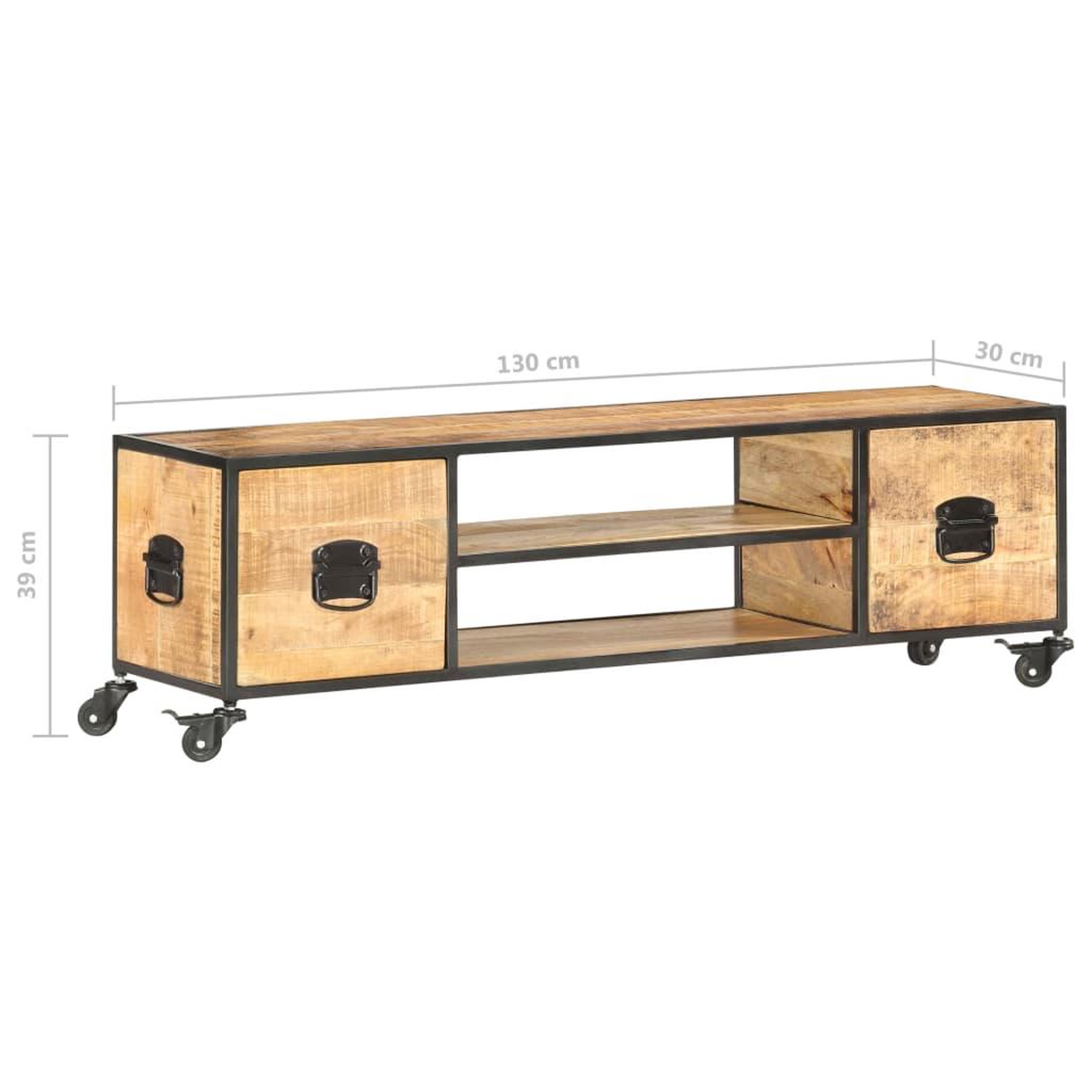 Voir la diapositive 6 : VIDAXL Meuble tv 130x30x39 cm bois massif de manguier