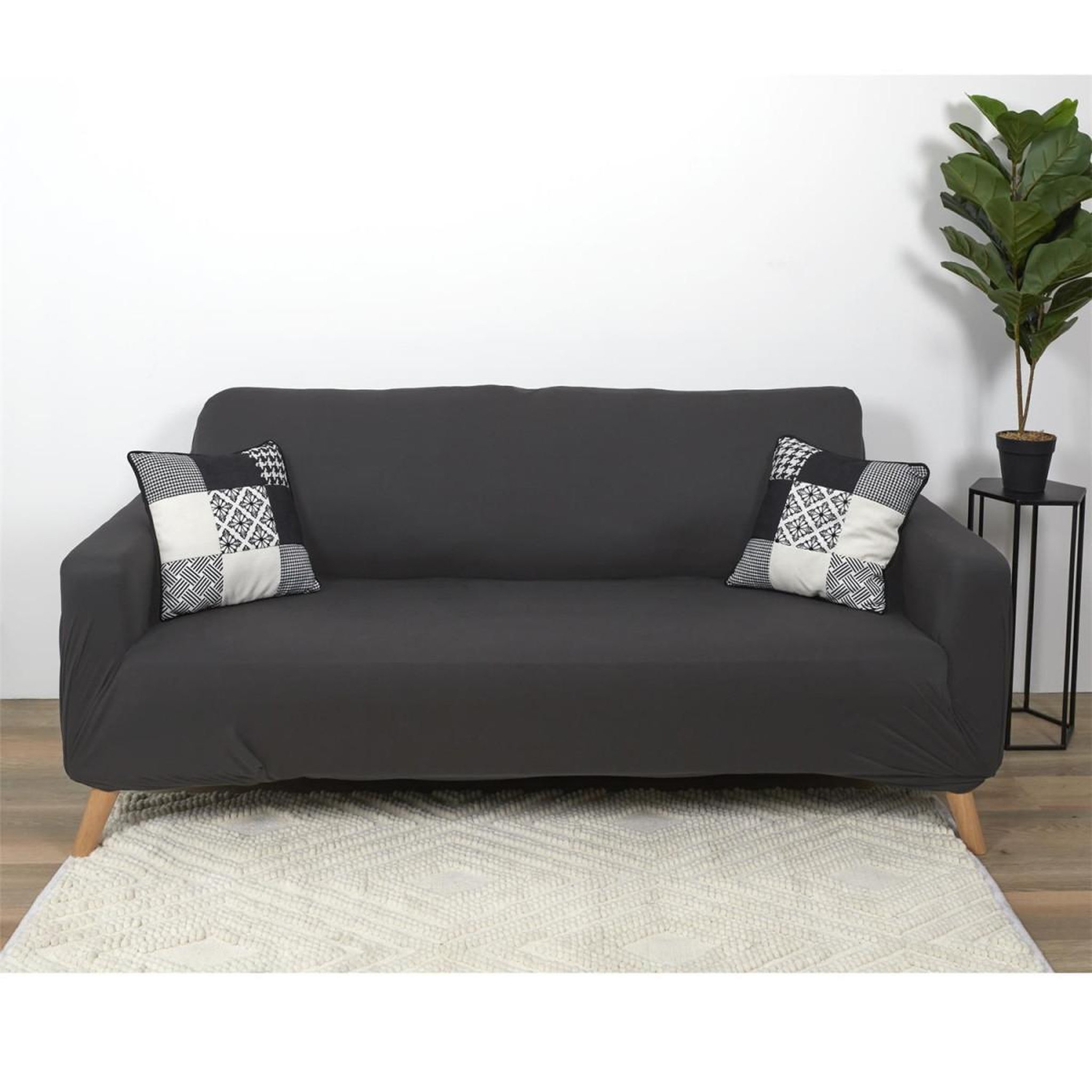 The Home Deco Factory Housse de canapé 3 places  extensible  80x230cm gris