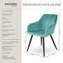 Voir la diapositive 6 : tectake Ensemble de 4 chaises cuir synthétique aspect velours turquoise/noir