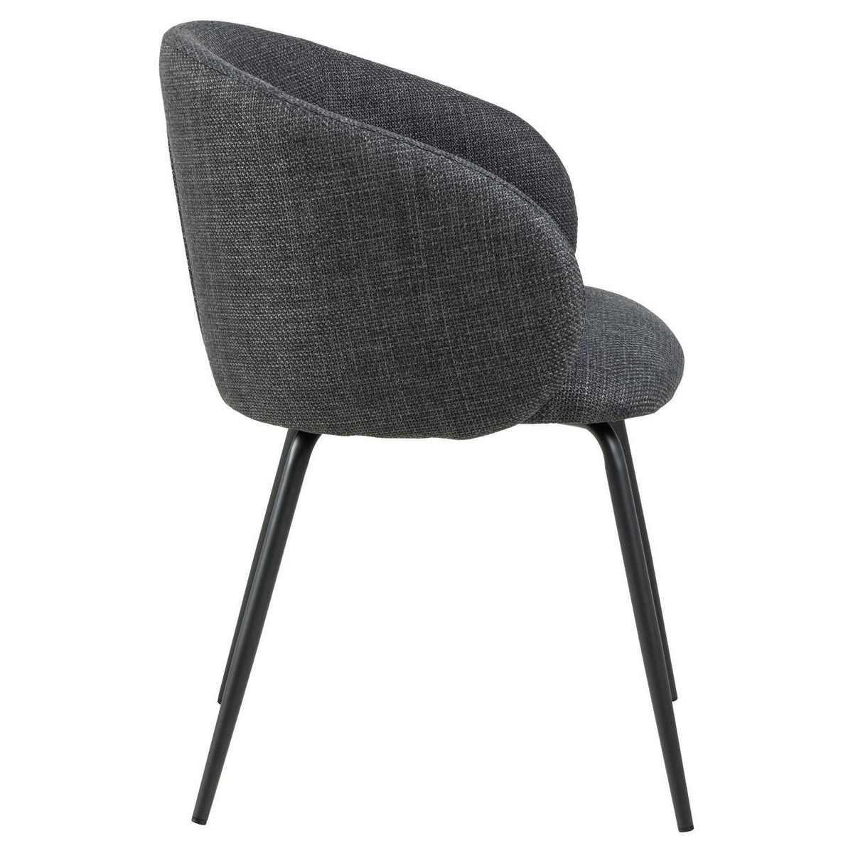 TOILINUX Lot de 2 chaises avec accoudoirs SÖREN - Gris anthracite avec pieds noirs