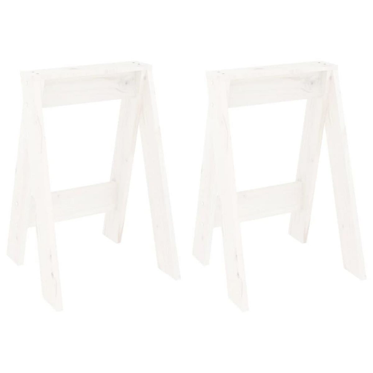 VIDAXL Tabourets lot de 2 blanc 40x40x60 cm bois massif de pin