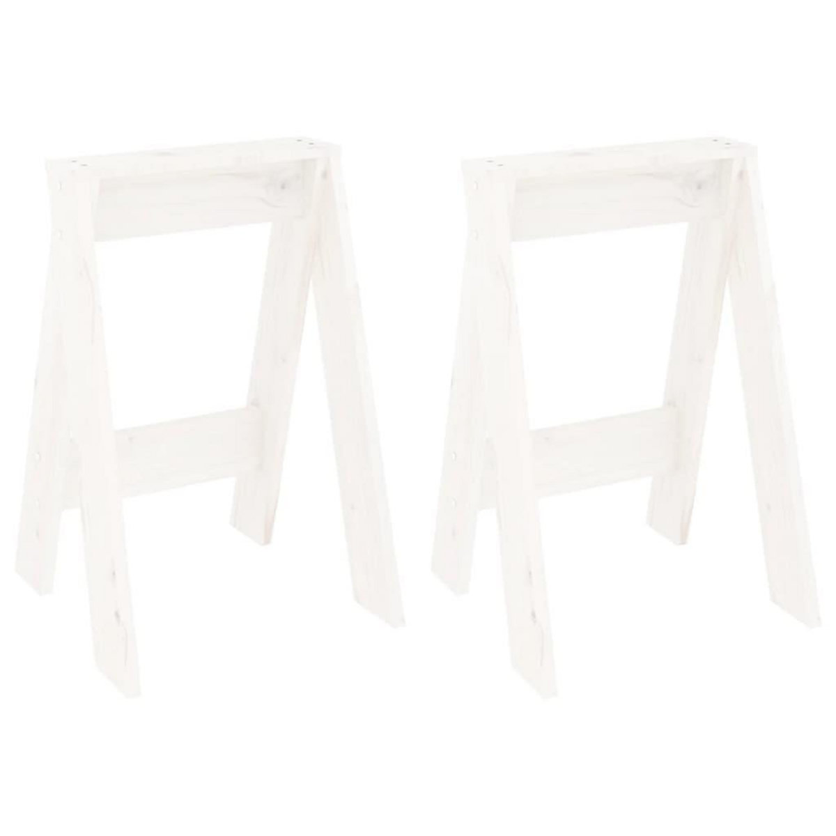 VIDAXL Tabourets lot de 2 blanc 40x40x60 cm bois massif de pin