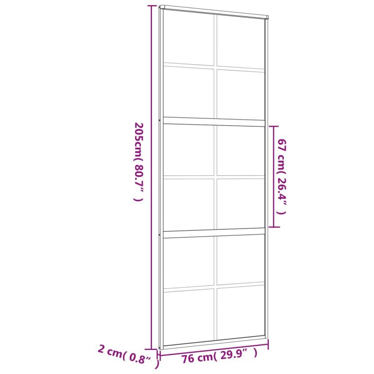 VIDAXL Porte coulissante dore 76x205 cm verre ESG clair et aluminium