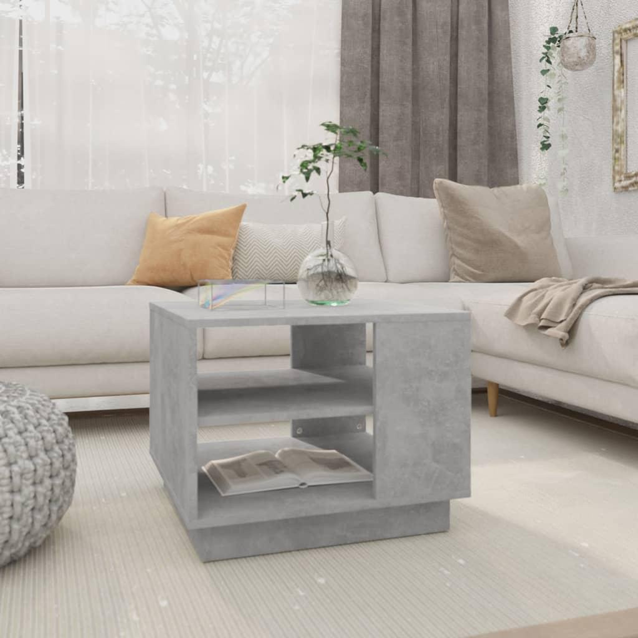 Voir la diapositive 1 : VIDAXL Table basse gris beton 55x55x43 cm bois d'ingenierie