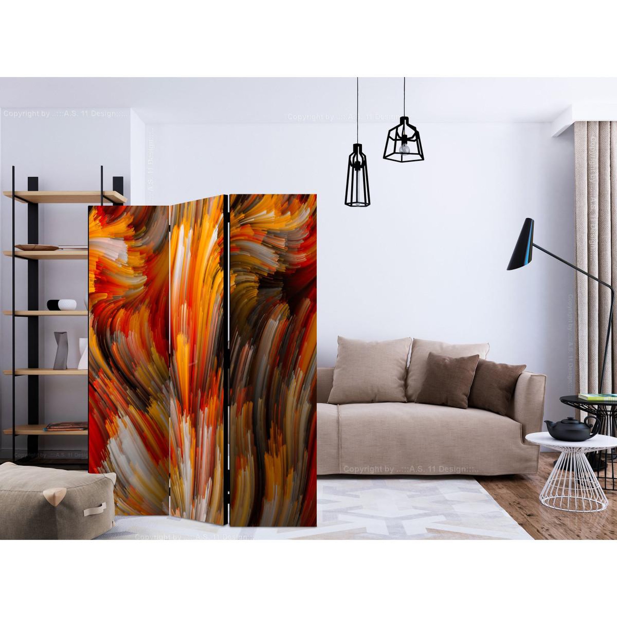 Voir la diapositive 2 : Paris Prix Paravent 3 volets  ocean of fire  135x172cm