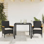 Voir la diapositive 1 : VIDAXL Ensemble a manger de jardin et coussins 3 pcs noir rotin verre